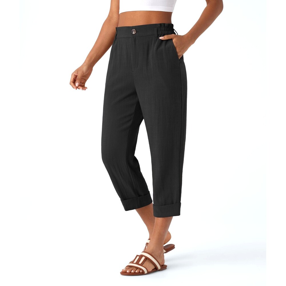 Halara High Waisted Zipper Pocket Capri Black Women's Size Medium